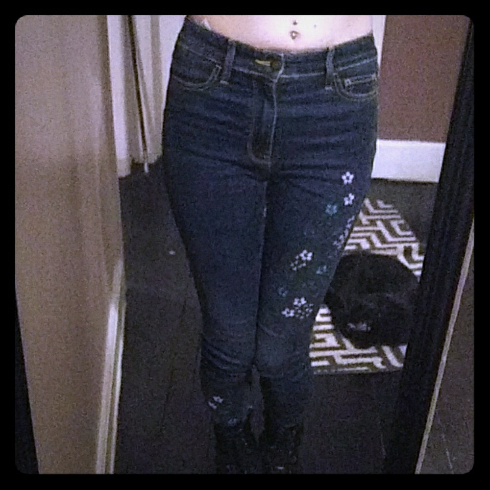 Hollister & Co Floral Embroidered Jeans size 0